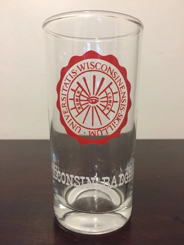Vintage 1960s University Of Wisconsin Badgers Drinking Glass Seal Tall Tumbler Cover