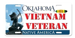 Oklahoma Vietnam Veteran Indianer Hochglanz Aluminium Nummernschild - Bild 1 von 2