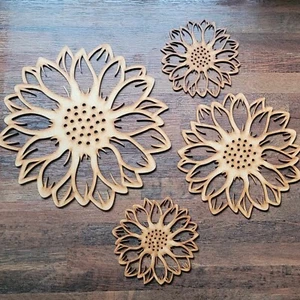 Wooden Large Sunflower Craft Shape 10-60cm MDF Embellishment Nature Decor 02 - Picture 1 of 13