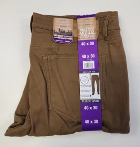 WEATHERPROOF Men's Wheat Brown Canvas Pants Size 40 x 30 Fleece Lined NWT - Picture 1 of 2