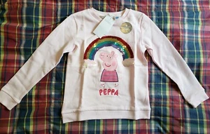 NEW H&M girls peppa pig cotton interactive sweatshirt size 6-8Y - Picture 1 of 3