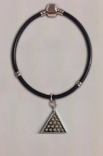 VALENTINO codice S5 ciondolo triangolo biliardo su bracciale serpente ecopelle argento