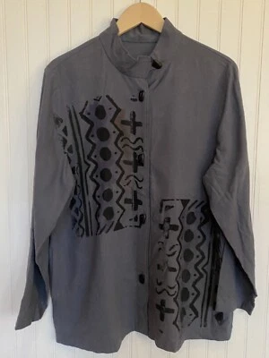 Mens Long Sleeve African Dashiki Dress Shirt Ethnic Totem Print Tops Toggles Wax - Image 1 of 4