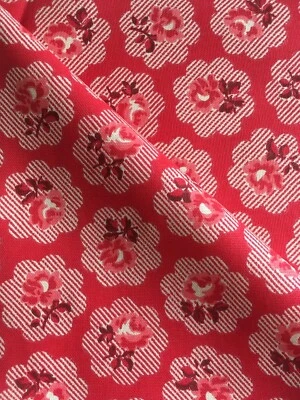 50cm L x 25cm W Cath Kidston Freston Rose Red 100% cotton Duck Fabric new - Image 1 of 4