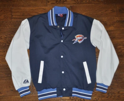 Jaqueta masculina azul e cinza Oklahoma City Thunder NBA Majestic jogador de basquete M T - Imagem 1 de 4