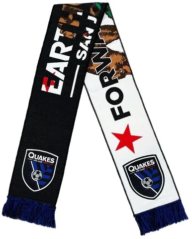 New SAN JOSE EARTHQUAKES SCARF - CALIFORNIA FLAG (HD WOVEN) MLS - Double Sided Cover