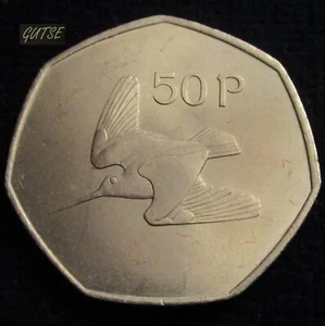 IRLANDA, 50 PENIQUES 1970, PÁJARO LEÑADOR, SIN CIRCULAR. - Imagen 1 de 2