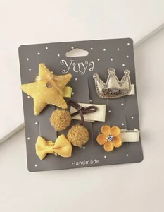 Girls Flower Decor Hair Clip Accessory Kids Hair Accessories Set 5pcs - Picture 1 of 2