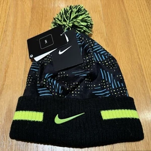 Boys Nike Winter Hat Youth 8-20 Black Yellow Pom - Picture 1 of 3