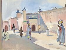 Scène de rue vintage de Tunisie 28 x 21 en toile laminée art imprimé paysage urbain