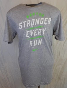 NEW NIKE BOSTON STRONGER EVERY RUN DRI-FIT T-Shirt MENS LARGE GRAY WHITE RUNNING - Picture 1 of 2