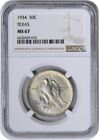 Texas Commemorative Silver Half Dollar 1934 MS67 NGC