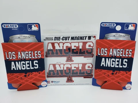 Los Angeles Angels of Anaheim Can Cooler Koozie & Die Cut Magnets NEW Lot/3 Gift Cover