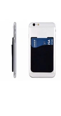 Silicone Credit Card Holder Cell Phone Wallet Pocket Sticker Adhesive Black 1PC - Image 1 of 3