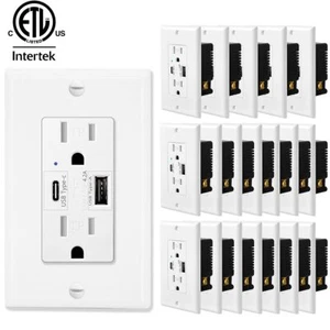 Cargador de pared USB C de alta velocidad 4,2 A toma de corriente chip inteligente resistente a manipulaciones paquete de 20 UL - Imagen 1 de 12