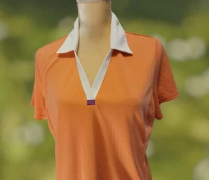 Polo golf donna XL etichetta bianca coda arancione bianca scollo a V maglietta T57 - Foto 1 di 4