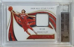 2019 Immaculate Trae Young #PATCH /99 Game Worn Jersey - BGS 9 (POP 1) - Picture 1 of 3