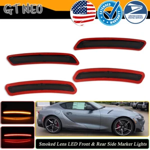 For Toyota GR Supra 2020-2024 Front Rear LED Side Marker Light Smoke White & Red - Picture 1 of 12