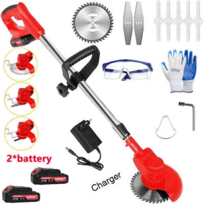 MARKENLOS Elektro Akku-Rasentrimmer Mit 2 Akku und Ladegerät Freischneider Motorsense 800W