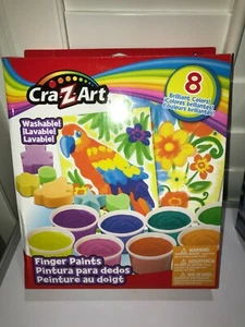 Cra-Z-Art Washable! Finger Paints 8 PAINT COLORS, PAPER 6 SHAPED SPONGES, NEW - Picture 1 of 2