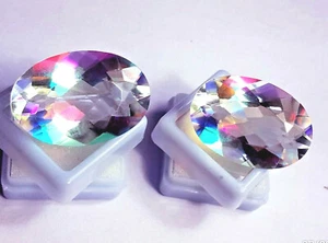 Mystic Quartz Certified Pair 50 to 55 Ct Loose Gemstone With Free Gift - Picture 1 of 8