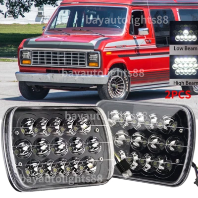 2pcs Fit Ford E-150 E-250 E-350 H6054 7x6" 5x7 LED Headlights Sealed beam Square - Image 1 of 4