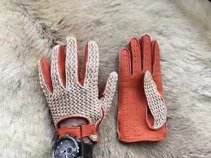  Driving Leather Gloves Crochet and Deerskin Leather Fashion All size's Men - Picture 1 of 7