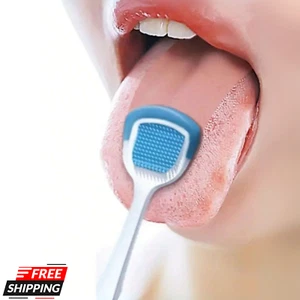 1x Soft Silicone Tongue Scraper Bad Breath Tongue Cleaner Oral Dental Care Brush - Picture 1 of 6