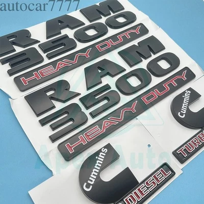 4PCS Set Fender Door Emblems For RAM 3500 Heavy Duty Cummins Turbo Diesel Badges - Изображение 1 из 4