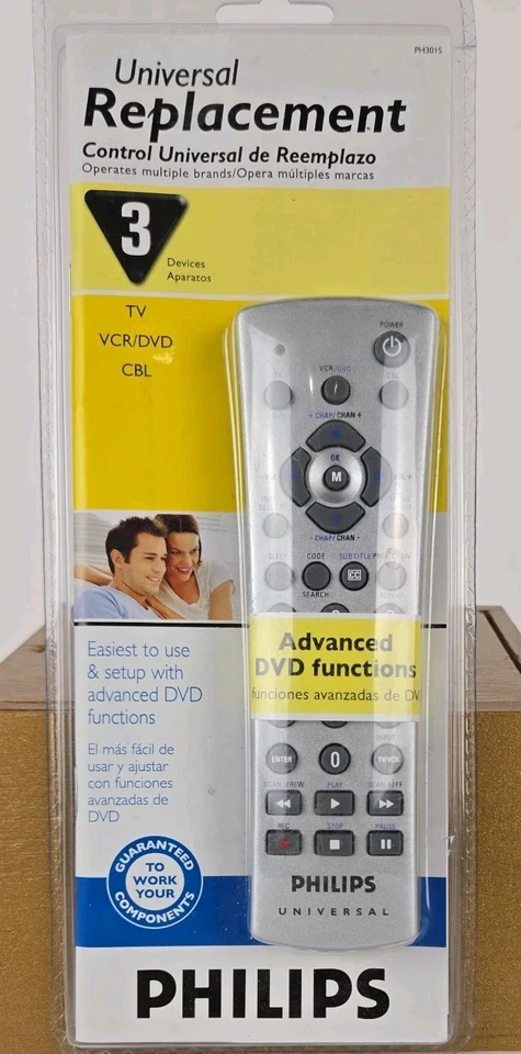 Philips 3 Device Universal Remote - TV & DVD & STEREO HAS ADVANCED DVD FUNCTIONS - Image 1 of 2