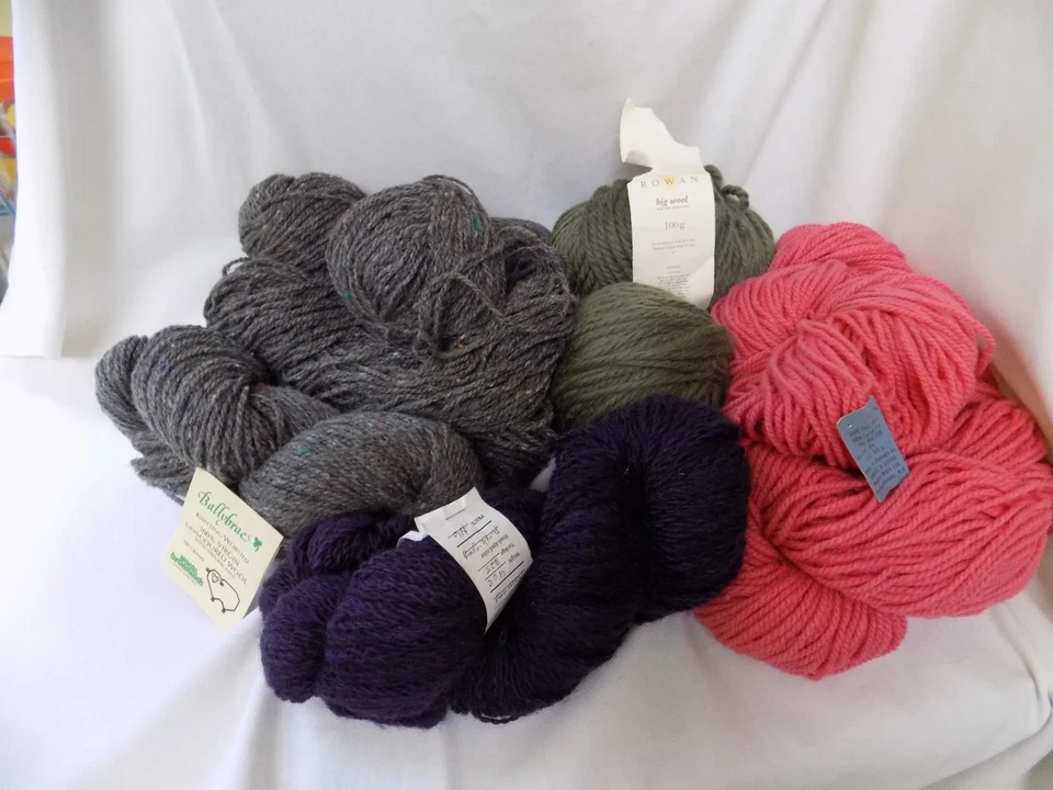 100% Wool Yarn Loom Room Ballybrae Rowan +  (30 zs+) salmon gray purple olive - Image 1 of 4