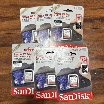 Tarjeta SanDisk Ultra Plus SDHC UHS-I, tarjeta de memoria de 32 GB - NUEVA en paquete al por menor Foto 1 de 4