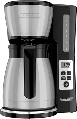 Cafetera programable térmica BLACK+DECKER 12 tazas negra/acero, CM2046S Foto 1 de 4