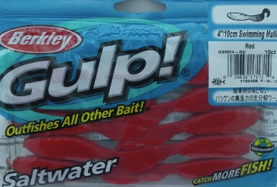 Berkley GSSM4-RD Gulp 4" Schwimmender Mullet Rot 10 Ct - Bild 1 von 3