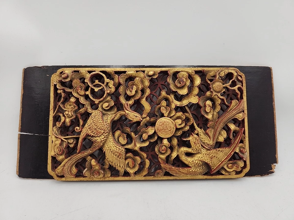 希少　骨董品　金彩　木彫　清時代　民国　大型　壁飾り　唐木 希少 骨董品 金彩 木彫 清時代 民国 大型 壁飾り 唐木