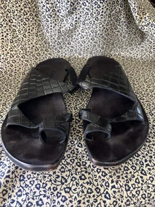Sandali slip-on CYDWOQ in pelle di coccodrillo marrone fatti a mano negli Stati Uniti taglia 39 - Foto 1 di 10