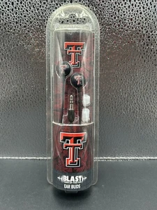 Brand New Texas Tech Red Raiders Ear Buds With Logo Wired Black NCAA BLAST - Picture 1 of 2