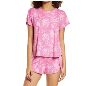 BP Womens Sleepy Day Crew Neck Shorts Pajama Set in Pink Ibis Soft Splash XSmall - Picture 1 of 2