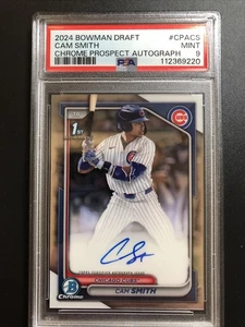 CAM SMITH 2024 Bowman Draft Chrome Prospect Auto # CPACS PSA9 1st - Picture 1 of 5