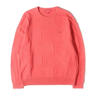 Supreme Knit Coral Size: XL 21SS Checkered Pattern Cotton Sweater Used BEEG-0 - Image 1 of 4
