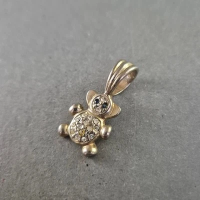 Niedlicher Vintage Teddybär Anhänger mit Strasssteinen - Bild 1 von 4
