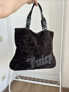 Juicy Coutre Monogram Logo Velour Brown Y2K Big Logo Cross Body Handle Bag Woman - Picture 1 of 16
