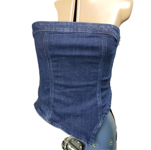 Corsé American Eagle elástico de mezclilla sin mangas con cremallera lateral azul oscuro S - Imagen 1 de 16