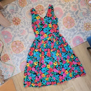 Vintage Hamells Petites Stunning Floral Multicolour Summer Dress Wedding Bright - Picture 1 of 4