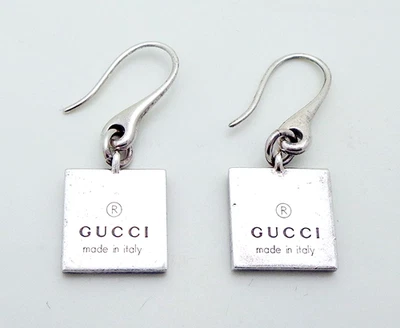 Pendientes de gancho colgantes/gota vintage GUCCI Italia plata esterlina 1/2" por 1/2" Foto 1 de 3