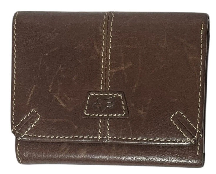 Mens Brown Genuine Leather Fox Racing Logo Bi-Fold Wallet - Image 1 of 4