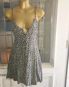 1990s Grunge Rayon Tamk Button Front Swing Dress XS Bust 32 or 33 - Bild 1 von 7