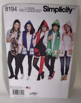 Simplicity 8194 Bufandas con Capucha Misses Hombres Adolescentes Patrón de Costura Sin Cortar Foto 1 de 2