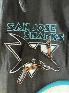 VTG 90s San Jose Sharks NHL Fans Gear Mens Puffer Hooded Jacket X-Large-Clean! - Picture 1 of 10