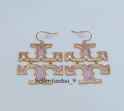 ¡Nuevo! Pendientes grandes tory rosa gota con bolsa de joyería tamaño: 5 * 3,7 cm Foto 1 de 2